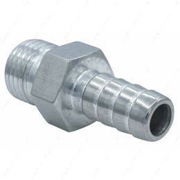 F060R375BA Straight 6AN ORB to 3/8" Hose Barb Fitting Bare Aluminum