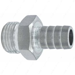 F080R500BA Straight 8AN ORB to 1/2" Hose Barb Fitting Bare Aluminum