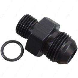 F08AN060R -8AN Flare to 6 Oring ORB Male Fuel Pump Rail Adapter Fitting Flare Hose Black